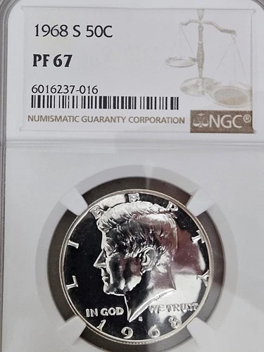1968 S Kennedy SIVER Half Dollar PF67 Last Year Of Silver. 6016237-016 Great.