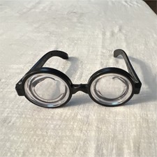 Czarne okrągłe okulary kostiumowe przezroczyste soczewki dla dorosłych unisex jeden rozmiar śmieszne