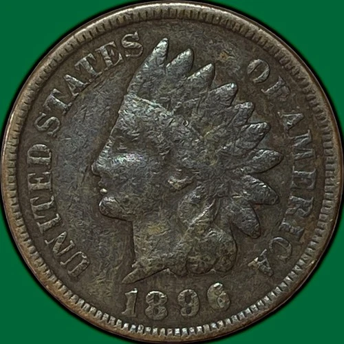 1896 Indian Head Cent Fine F Coin #34190