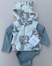 New Disney Baby Winnie the Pooh 2 Piece Set 6-9mos Bodysuit  Hoodie W Ears