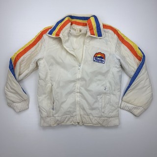 Vintage 1980s Malibu Grand Prix Racing Jacket White Retro Striped Small