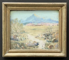 1945 Walter Wolcott Austin, Western Miniature Egg Tempera / Oil Painting, Signed