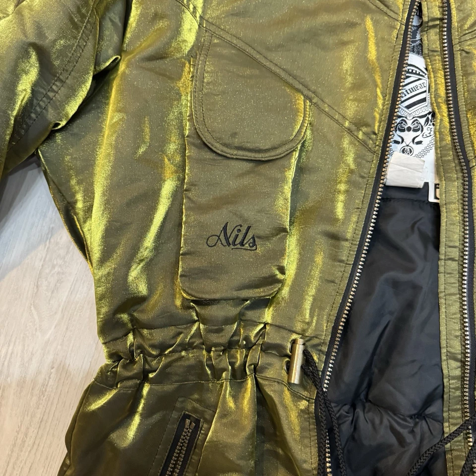 VTG Womens Ski Jacket/Suit Nils Parka Snow Apres Iridescent Green Hood SIZE 12 - Image 3 of 4