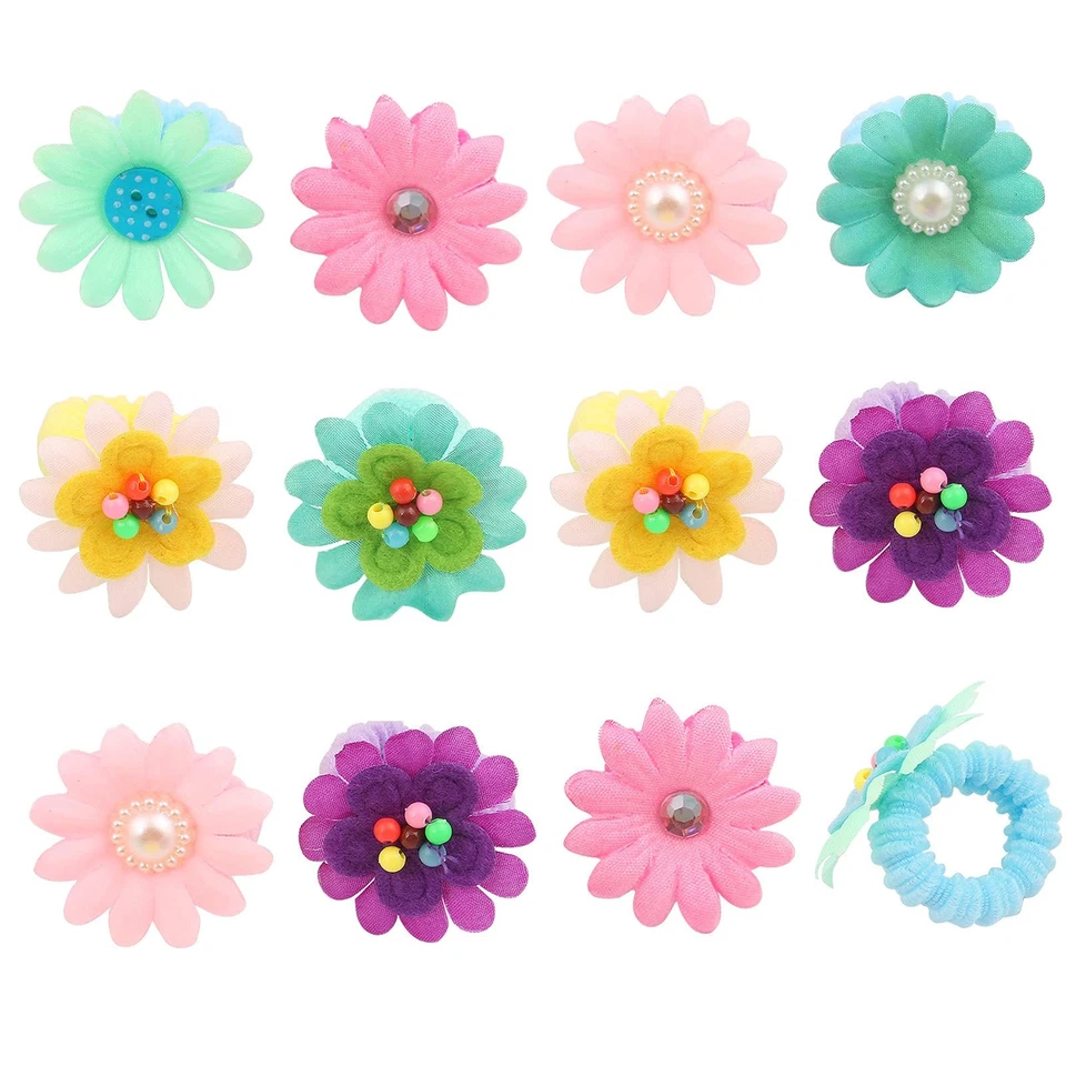50 Pcs Elastic Hair Ties for Girls Cute Flower Toddler Hair Ties Multicolor C... - Image 3 of 4