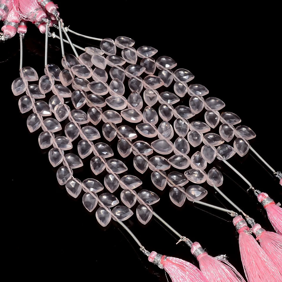 Cuentas facetadas con forma de pera de piedras preciosas de cuarzo rosa 10X7X4 mm hilo 4" UGB-817 Foto 2 de 4