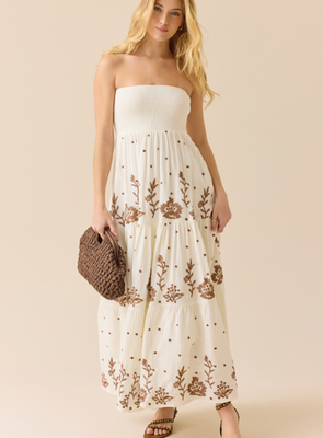 ALTAR'D STATE Melanie Strapless Maxi Dress - IVORY-BROWN | eBay ALTAR'D STATE Melanie Strapless Maxi Dress - IVORY-BROWN | eBay