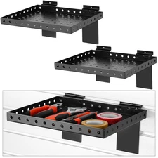 2 PCS 10x12-inch Black Heavy Duty Metal Slatwall Shelves for Retail Display