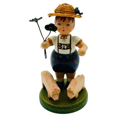 KATHE WOHLFAHRT Kindertraum Farmer With Straw Hat & Pigs Figurine RARE