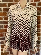 Oleg Cassini By Burma Art Geometric Button Down Shirt Size Small Disco 70s 80s