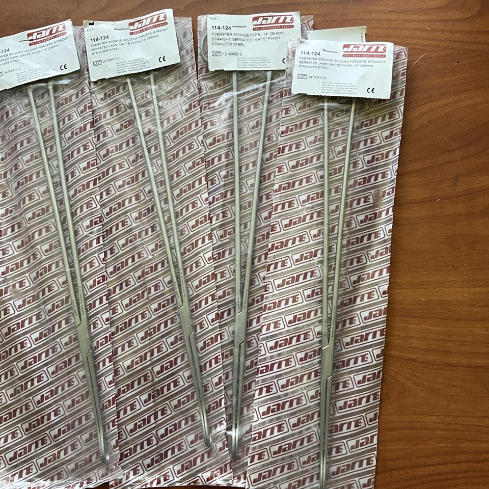 Pinzas de sujeción de esponja Jarit 114-124 Foerster, mandíbula dentada recta, 14”, nuevas Foto 4 de 4
