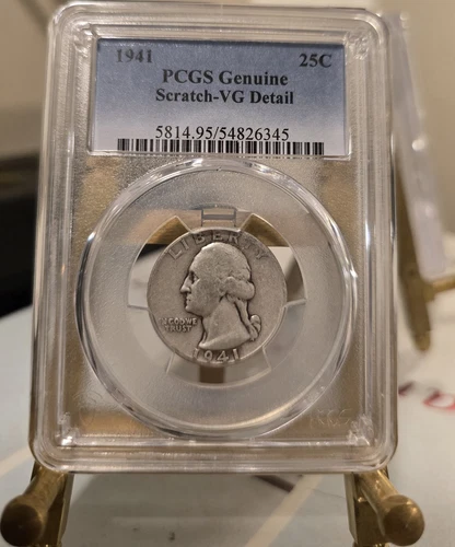 1941 Washington Quarter- PCGS Genuine Scratch-VG Detail