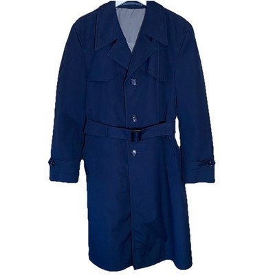Vintage Harrods Trench Coat Navy Blue Made Expressly For Harrods In Switzerland