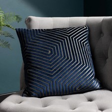 Paoletti Evoke Navy Velvet Feather Fill Cushion 2 Pack, 45 x 45 cm - 5672/5703