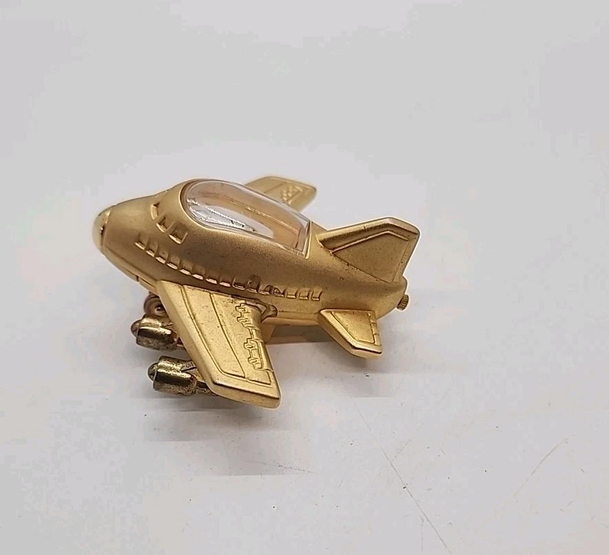 Reloj de Escritorio Wm Widdop Pequeño Novedad Color Dorado Avión.Necesita Baterías Foto 3 de 4