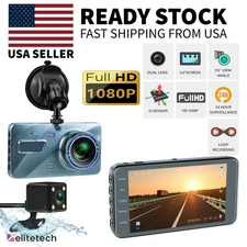 HD 1080P Car Dual Lens Dash Cam 4" DVR Recorder Front & Rear Camera Night Vision