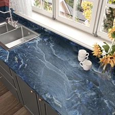 Thick Blue Marble Contact Paper Waterproof Self 15.8" X 78.7" Deep Blue