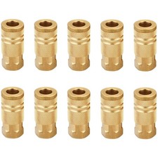 1/4 Inch NPT Brass Couplings - 10 Pack with Enhanced Grip for Secure Connections