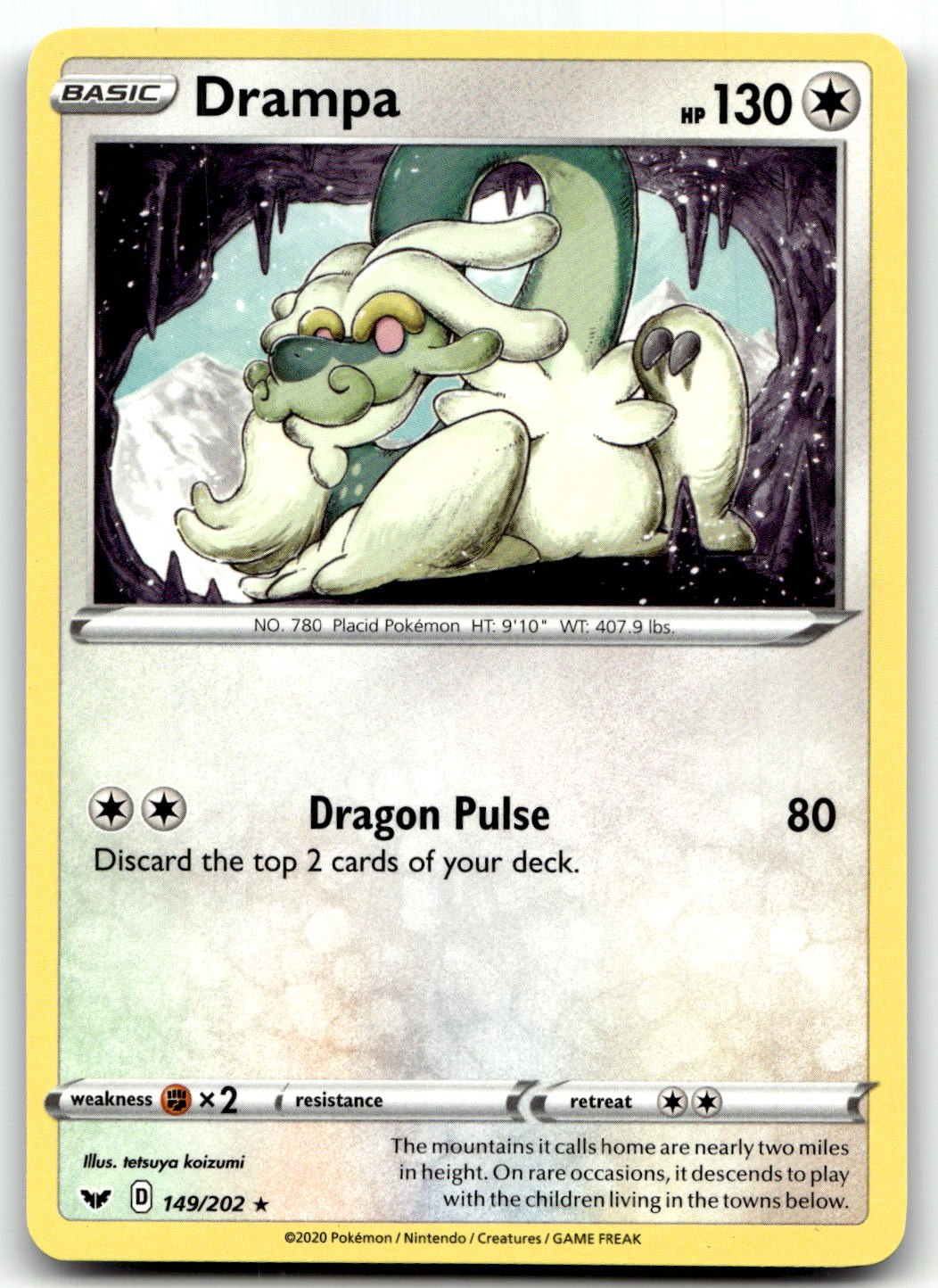 Drampa 149/202 SWSH01: Sword & Shield Base Set Rare Normal Pokemon TCG NM