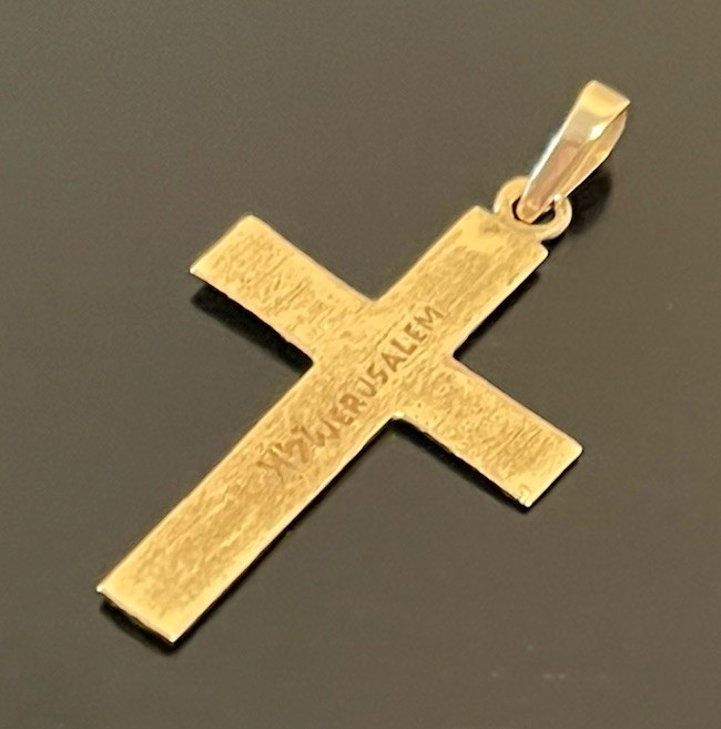 14K Solid Yellow Gold Jerusalem Cross Pendant - image 3