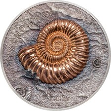 Mongolia 2015 Ammonite 500 Togrog High Relief Silver Coin Antique Finish Perfect
