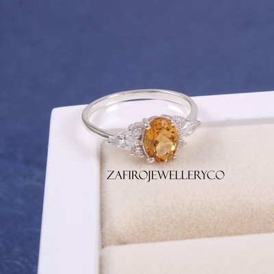 Citrine Ring, Bridal Ring, November Birthstone, Birthday Ring, Gift Her