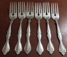 Oneida CANTATA Set of 6 Salad Forks Stainless Steel China Glossy Flatware Lot W