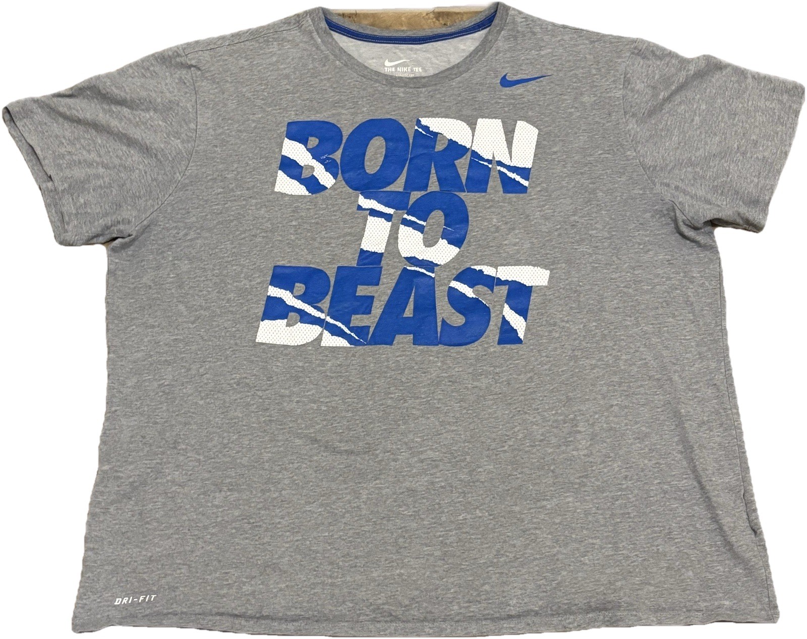ALTRA T shirt Nike Dri Fit "Born To Beast" uomo taglia 2XL basket sport grigio blu