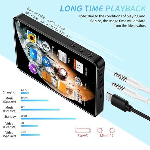 Support 256GB 4" Bluetooth LED MP3/MP4 Lossless Music Player FM Radio Recorder - Picture 14 of 17