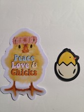 Chicken Stickers, Vinyl, Re-Stickable Decals, Peace, Love, Baby chick