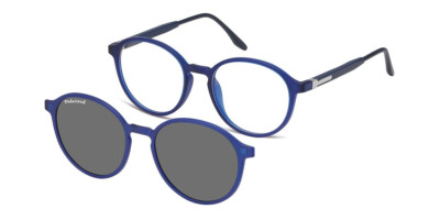 NEU + Panto Kunststoffbrille blau mit Sonnenclip incl Sehstärke +