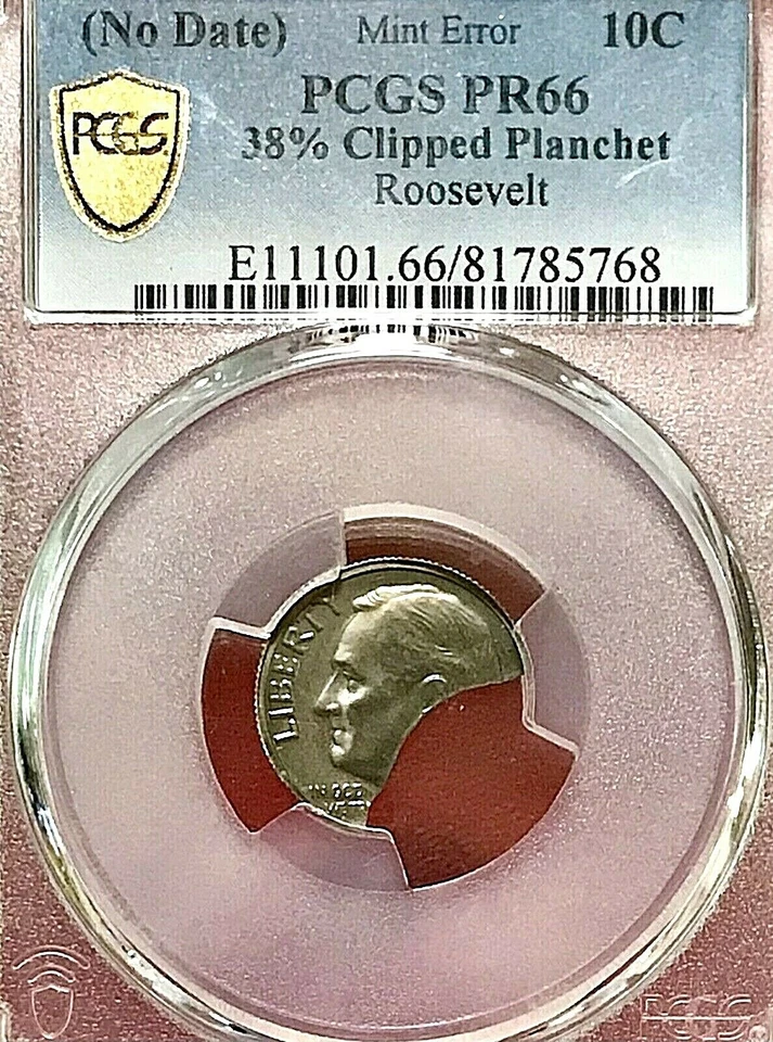 PROOF! ROOSEVELT DIME PCGS PR-66 38% CLIP MINT ERROR - Image 3 of 3