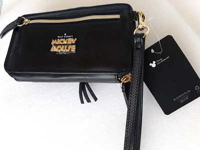 Disney Mickey Mouse Bioworld Wallet Wristlet - 2 Compartments Black Faux Leather