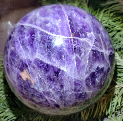 Dream Amethyst Chevron Crystal Quartz Ball Orb Sphere Purple A Grade UV Rainbows