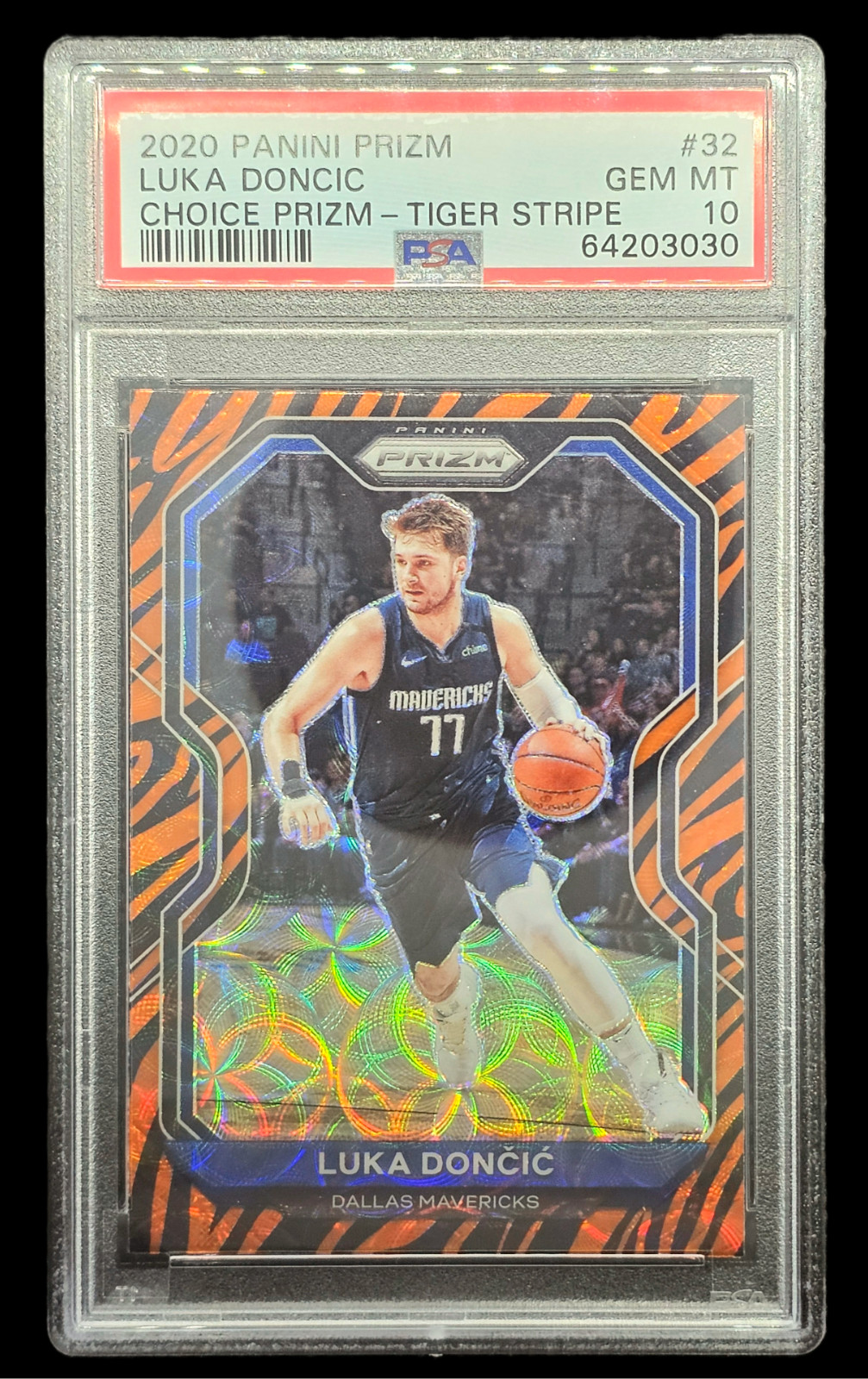2020-21 Panini Prizm Choice Luka Doncic #32 Tiger Stripe Prizm PSA 10 GEM MINT!