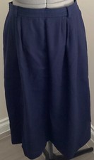 VTG J G Hook skirt 14 navy blue midi wool 1970's side button pockets lined