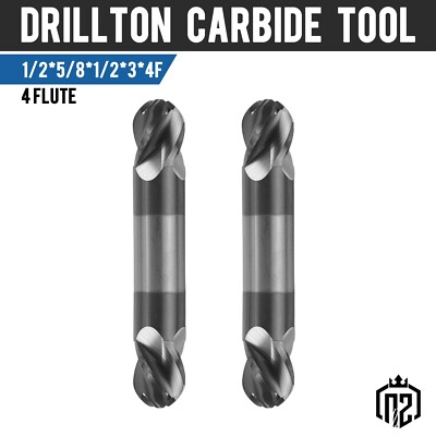 #ad #ad 2PCS 4 Flute 1 2quot; Solid Carbide Ball Nose End Mill Double End AlTiN Coated $109.80