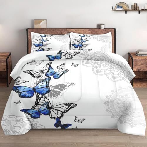 Comforter Set Size with 2 Pillowcases, Summer Spring Blue King Multi 12 - Picture 1 of 6