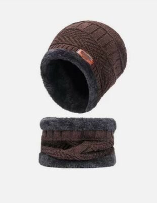 Brandneu Wintermütze für Herren Baumwolle Beanie Strickmützen Wollmütze und Schal UK