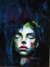 ORIGINAL ACRYLIC POP SURREALISM ART woman expressive PORTRAIT ARTISTIC PAINTING