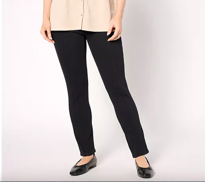 Isaac Mizrahi Live! Reg Knit Denim  18W Black Straight Leg Ankle Jeans