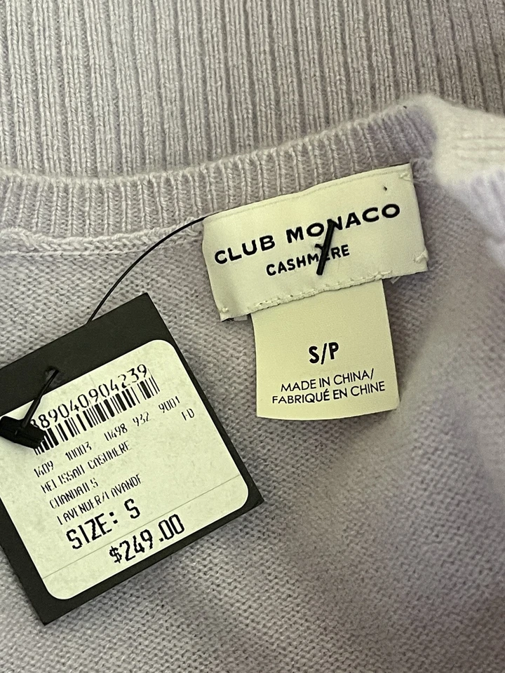 Club Monaco Melissha女式羊绒毛衣薰衣草零售价249美元 — 第 3/4 张图片