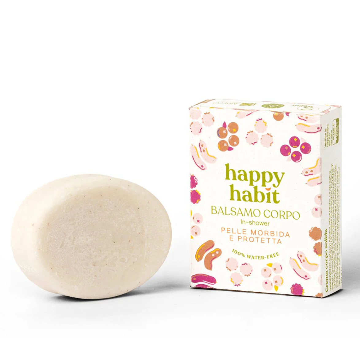 Happy Habit Balsamo Corpo in Shower Solido ingredienti 100% naturali Vegan 70 gr