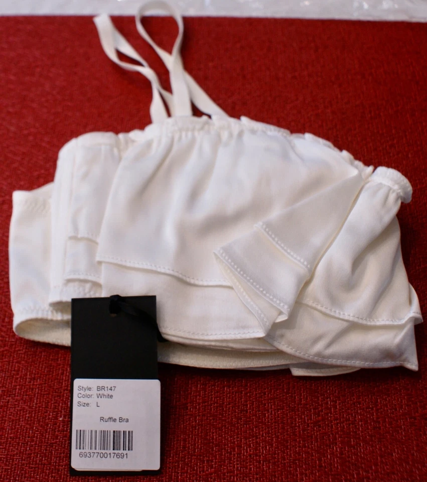 KIKI DE MONTPARNASSE White Ruffle Convertible  silk bra Medium NEW $285 - Image 2 of 4
