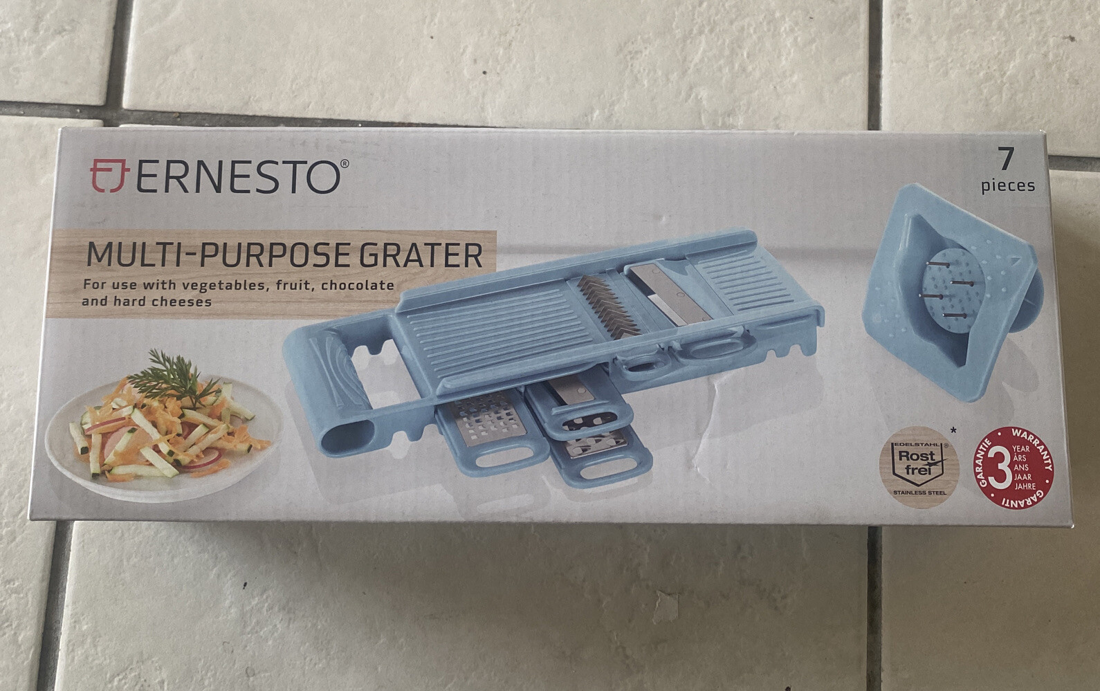 7 Pieces ERNESTO Multi Purpose Grater - vegetables, fruit, chocolate cheese Blue