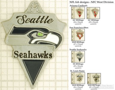 NFL team logo decorative fobs (NFC West), various designs & keychain options