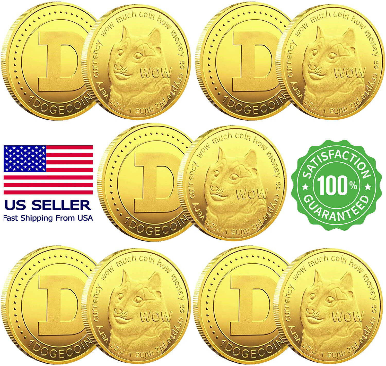 10Pcs Dogecoin Coins Commemorative Physical Crypto Gold ...