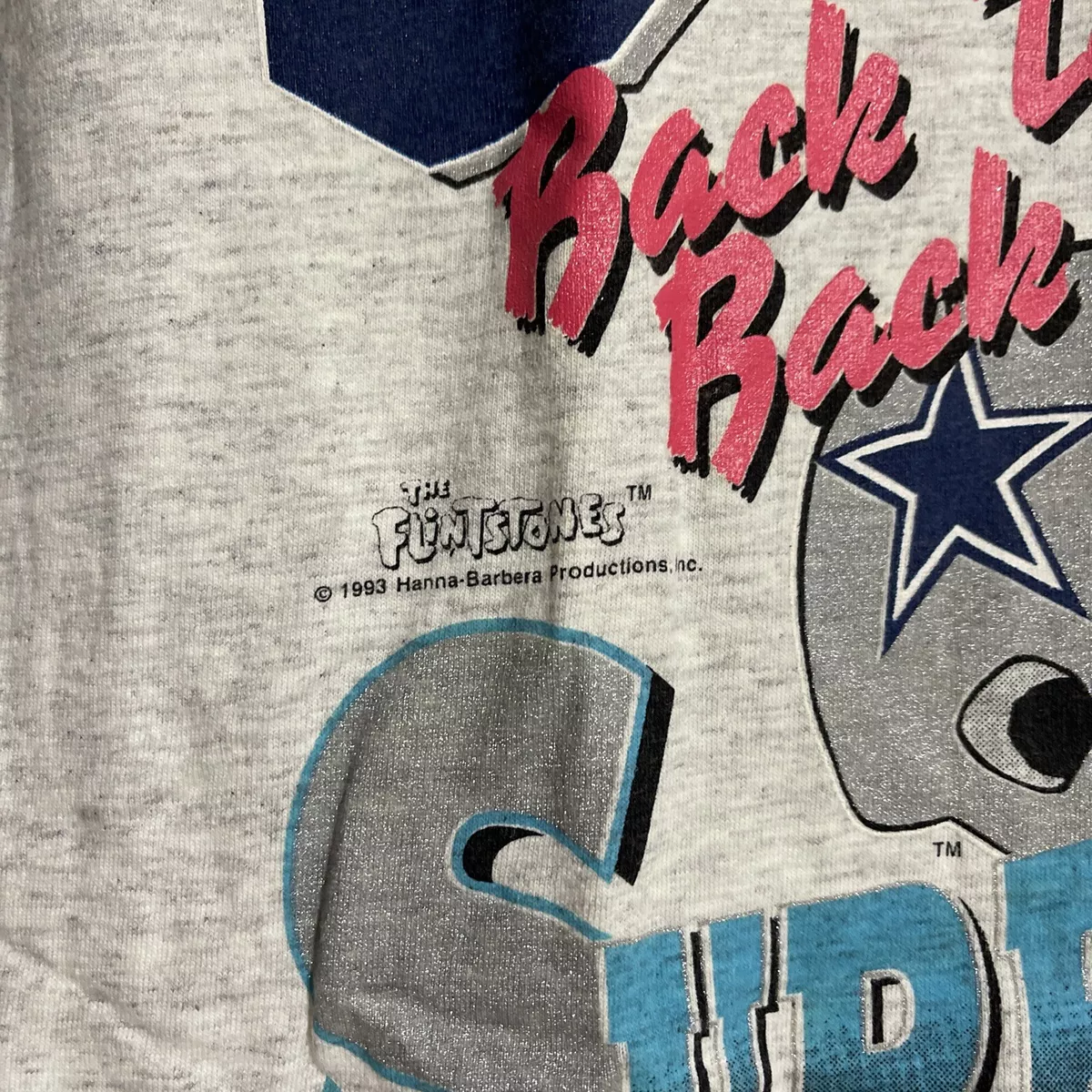Vintage Dallas Cowboys Fred Flintstone TShirt 1993 B2B Super Bowl
