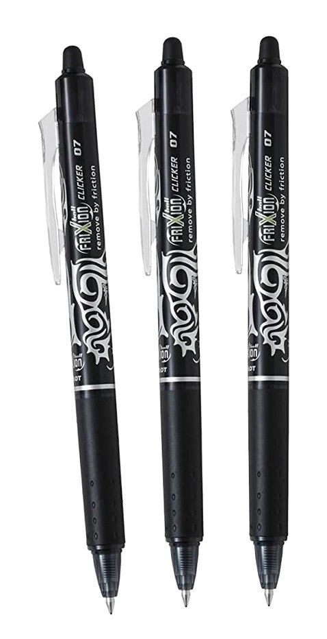 Lot de 3 stylos PILOT FRIXION CLICKER 07 Noir - Photo 1/1