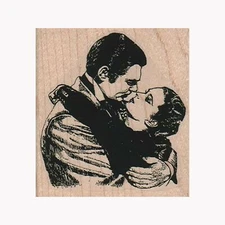 Mounted Rubber Stamp, Lover's Embracing, Lovers, Love, Embrace, Valentines