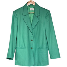 United Colors of Benetton Wool Blazer Jacket Women Sz 40 Italy US6 Green Retro
